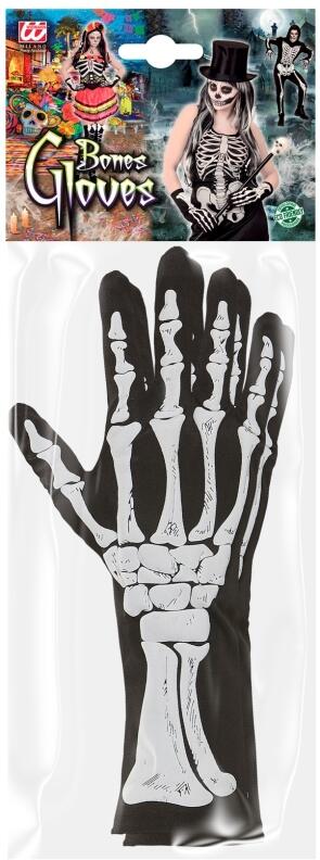 Karneval Halloween Skelett Handschuhe lang