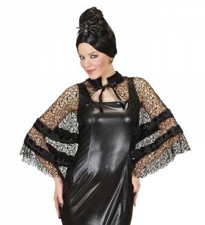 Karneval Halloween Damen Cape Schwarze Witwe