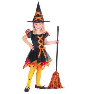 Karneval Halloween Kostüm Neon Hexe schwarz-orange