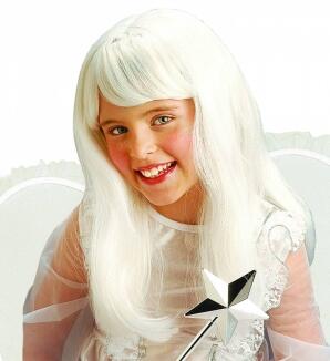 Karneval Kinder Perücke Engel weiß