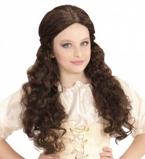 Karneval Kinder Perücke Mittelalter Mädchen braun