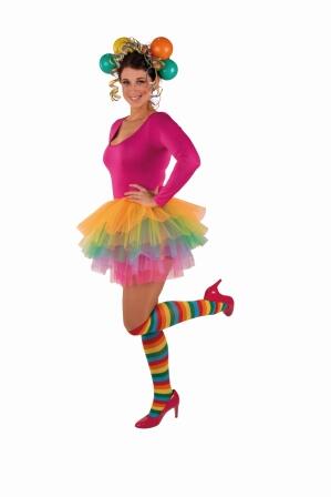 Karneval Damen Kostüm Tüllrock Rainbow
