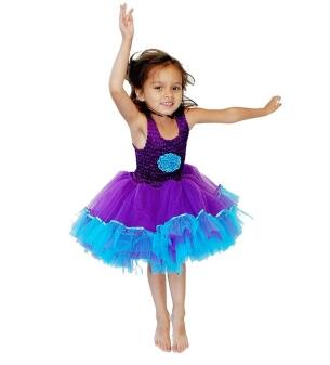 Karneval Mädchen Kostüm Ballerina Flower violett türkis