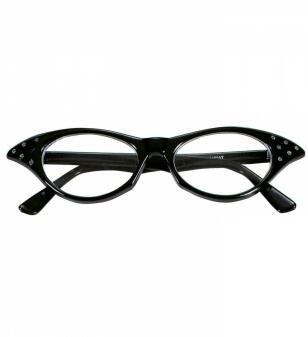Karneval 50er Brille mit Strass schwarz