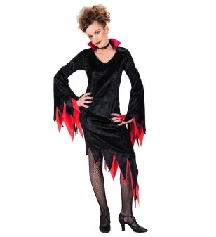 Karneval Halloween Mädchen Kostüm Dark Mistress rot