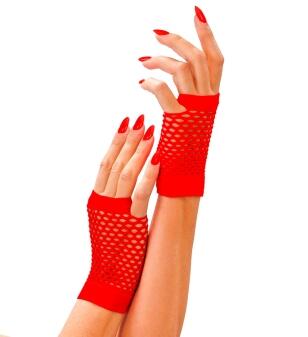 Karneval Halloween fingerlose Netz Handschuhe rot