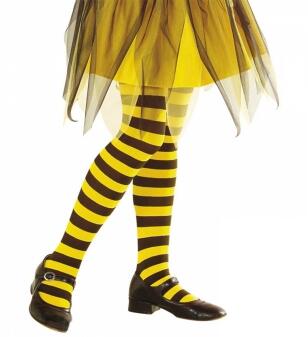 Karneval Kinder Strumpfhose gestreift gelb-schwarz