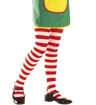Karneval Kinder Strumpfhose Ringel gestreift rot-weiß
