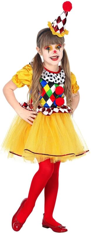 Karneval Mädchen Kostüm Clown gelb