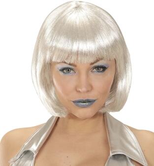 Widmann Karneval Damen Perücke Space weiß-silber