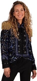 Thetru Karneval Damen Kostüm Jacke Pailletten Triangel blau Lifestyle