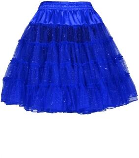 Thetru Karneval Damen Petticoat Tüllrock Glitzer blau