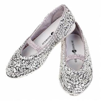 Karneval Kinder Schuhe Ballerinas Pailletten Lily silber