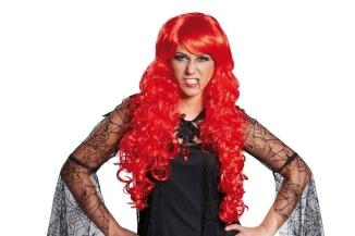 Karneval Halloween Damen Perücke lang Lockenpracht rot