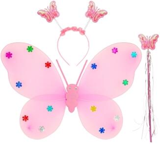 Widmann Karneval Flügel und Haarreif Schmetterling rosa