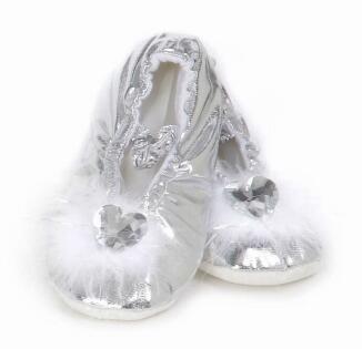 Karneval Kinder Schuhe Prinzessin Slipper silber