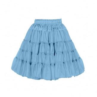 Thetru Karneval Damen Petticoat zweilagig Volant Rock hellblau