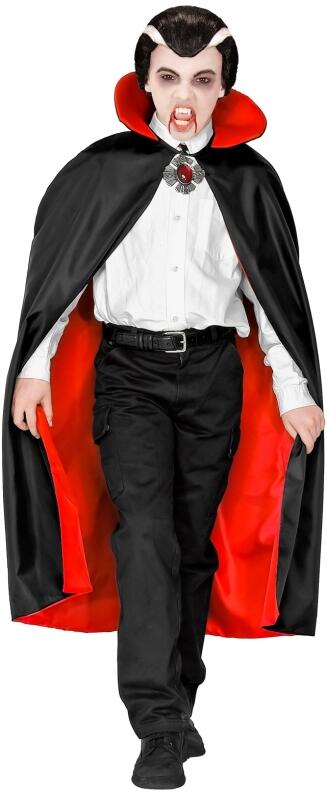 Karneval Halloween Luxus Cape mit Kragen für Kinder schwarz rot