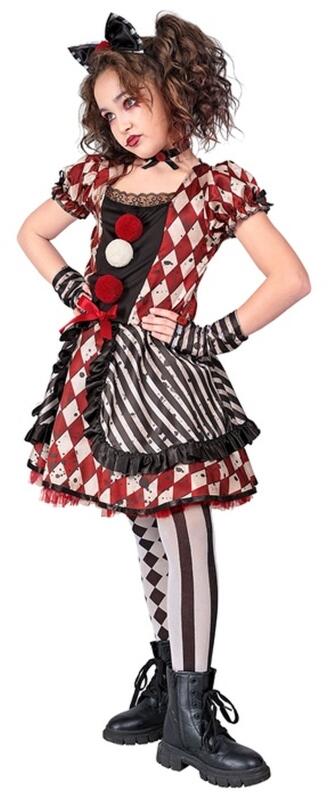 Karneval Halloween Mädchen Kostüm Harlekin Puppe