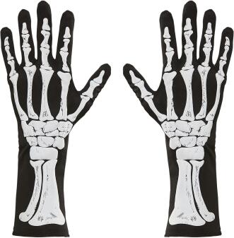 Karneval Halloween Skelett Handschuhe lang