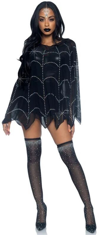 Leg Avenue Karneval Halloween Poncho Strass Spinne