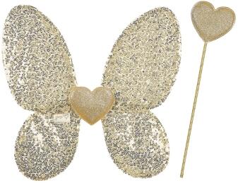 Souza Karneval Flügel Set Kinder Pailletten Phoebe gold