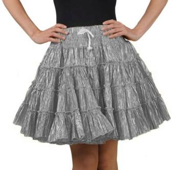 Thetru Karneval Damen Petticoat Volant Rock Metallic Silber