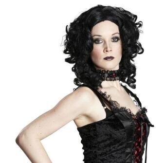 Karneval Halloween Damen Perücke Gothic Edwardina schwarz