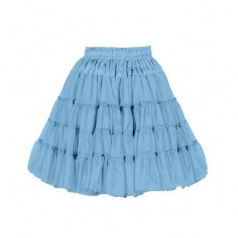 Thetru Karneval Damen Petticoat zweilagig Volant Rock hellblau