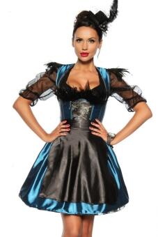 Oktoberfest Damen Kostüm Dirndl Pfau blau