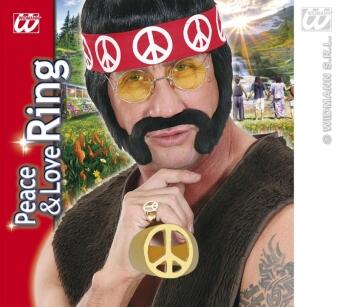 Karneval Hippie goldener Ring PEACE