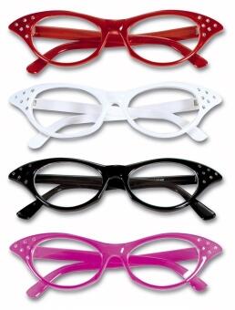 Karneval 60er Brille mit Strass Farbwahl