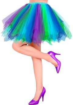 Widmann Karneval Damen Petticoat Rock blau grün violett