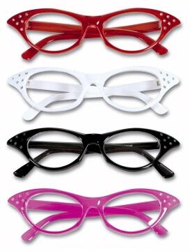 Karneval 60er Brille mit Strass Farbwahl