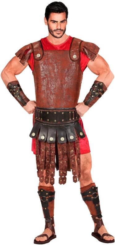 Karneval Gladiator Schienbeinschoner in Leder-Optik braun