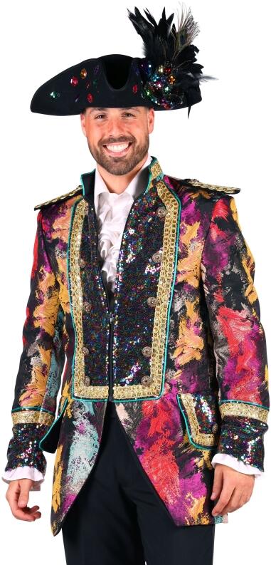 Thetru Karneval Herren Kostüm Jacke Frack Global Paint