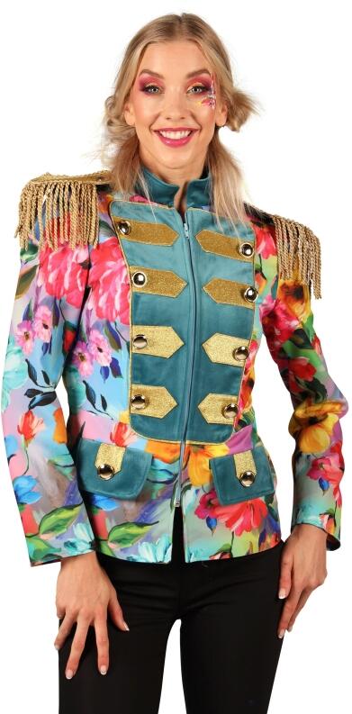 Thetru Karneval Damen Kostüm Jacke Color Queen Flowers