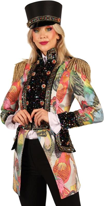 Thetru Karneval Damen Kostüm Jacke Frack Color Birds