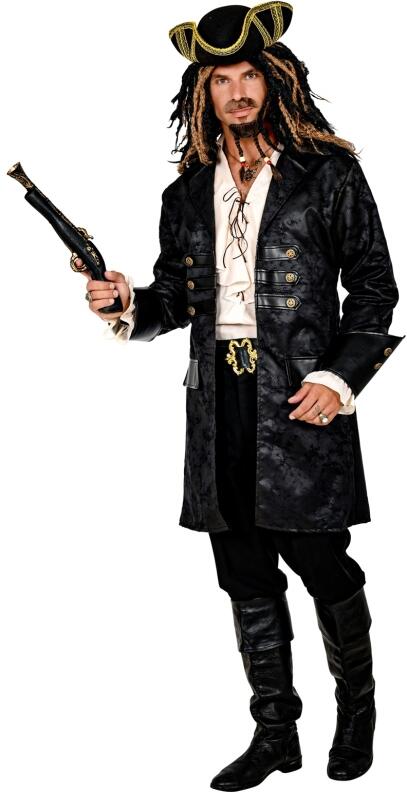 Karneval Herren Kostüm Mantel Lederoptik schwarz