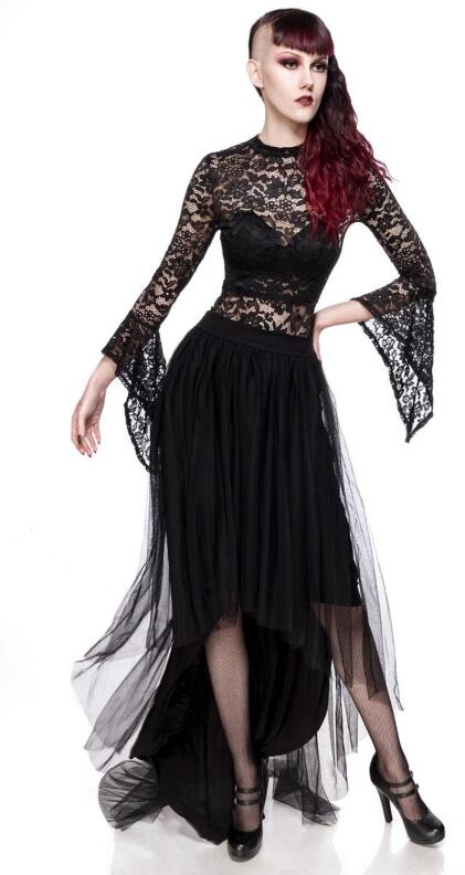 Karneval Damen Gothic Rock Tüll schwarz