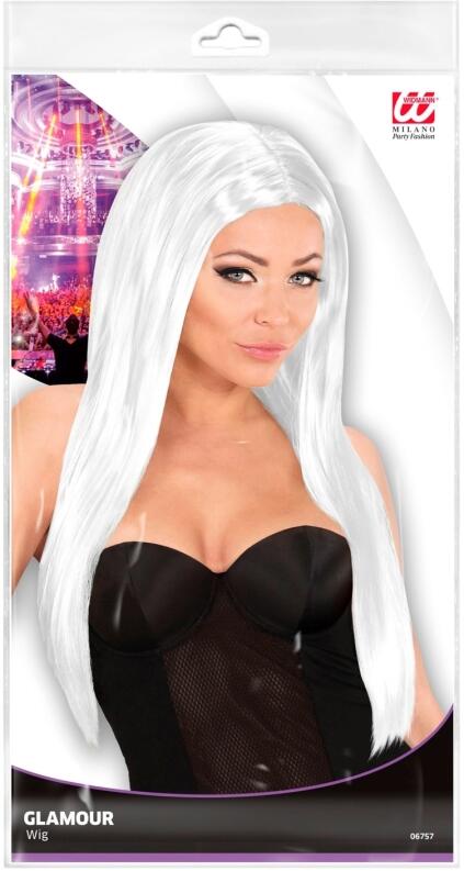 Karneval Damen Perücke Langhaar Glamour weiß