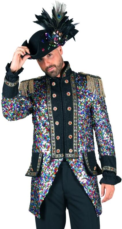 Thetru Karneval Herren Kostüm Jacke Pailletten bunt
