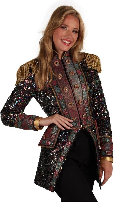 Thetru Karneval Damen Kostüm Jacke Frack Sequin Party