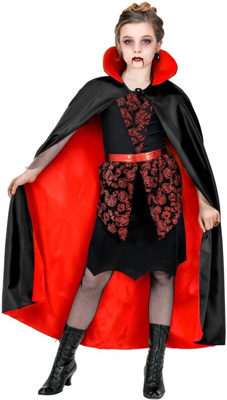 Karneval Halloween Luxus Cape mit Kragen für Kinder schwarz rot