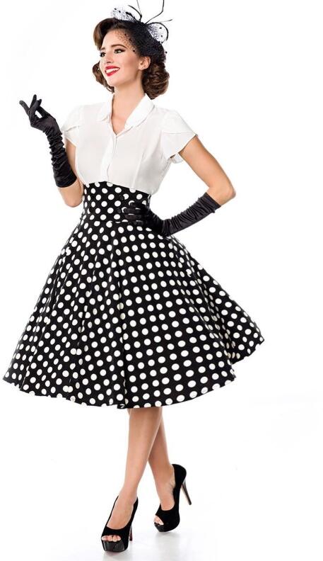 Belsira Tellerrock midi schwarz gepunktet