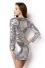 Damen Partykleid Clubkleid Pailletten-Kleid silber
