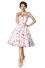 Damen Vintage Kleid mit gestickten Blumen rosa