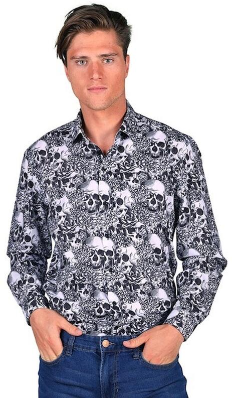 Thetru Karneval Herren Party Hemd Skull