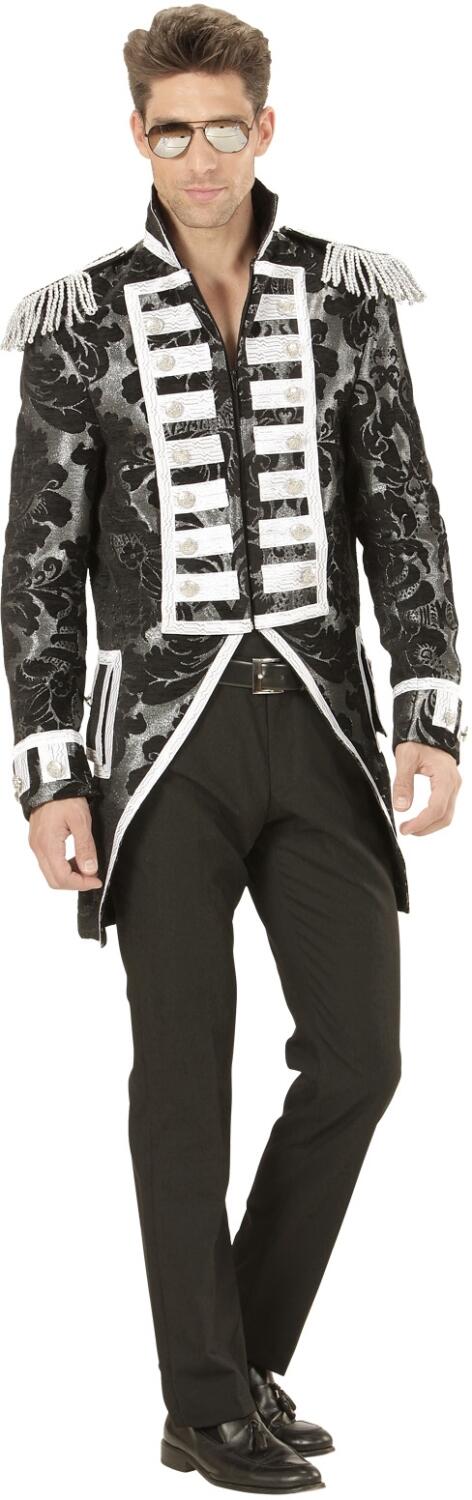 Karneval Herren Kostüm Frack Jackett Brokat schwarz silber