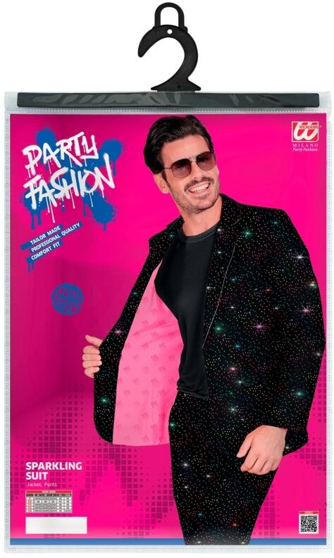 Karneval Herren Kostüm Party Anzug Sparkling schwarz